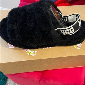 UGG women Black Furry Slippers